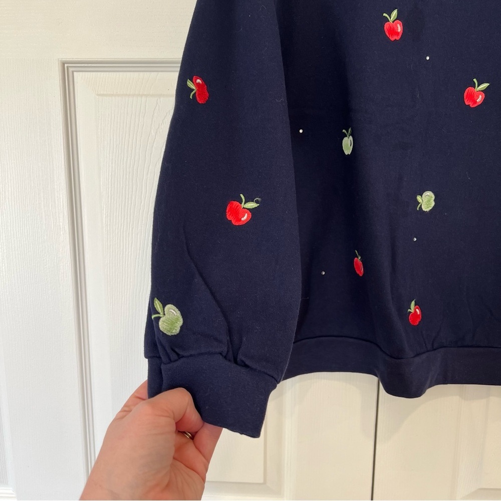 The Quacker Factory Apple Rhinestone Sweatshirt Womens Large Teacher School Fall - Picture 4 of 6